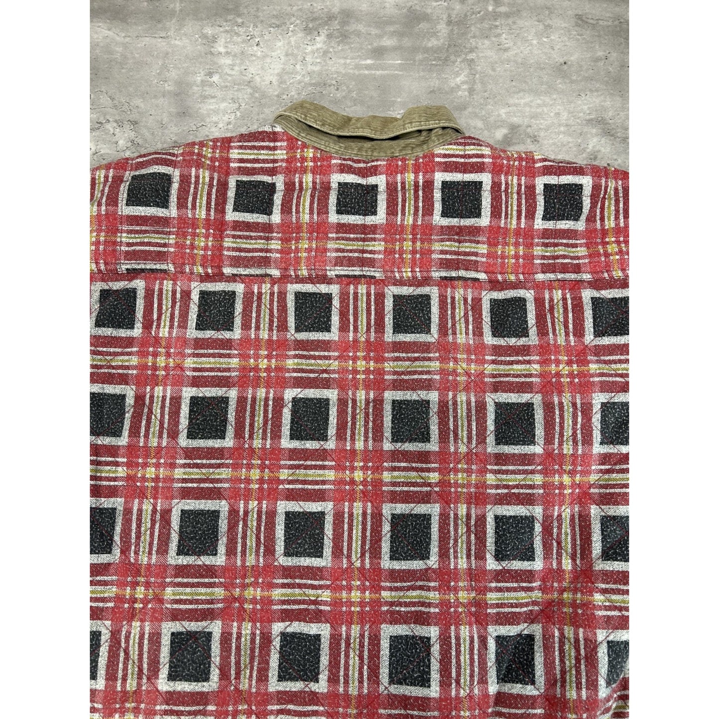 Vintage 90s Bugle Boy Wetlands Abstract Plaid Print Full Zip Jacket Size XL