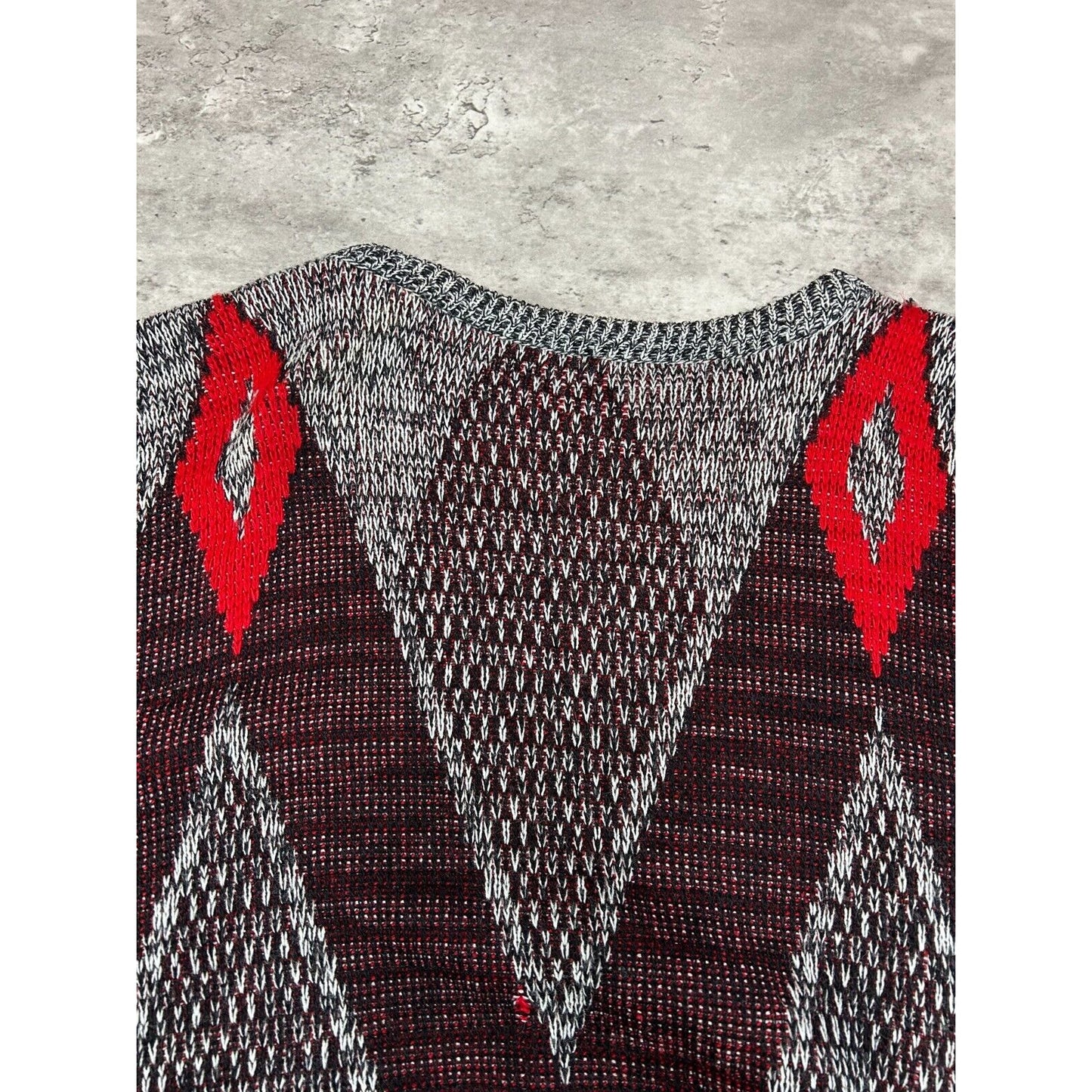 Vintage 90s Southern Bay Abstract Print Pull Over Ribbed Knit Sweater Size Medium