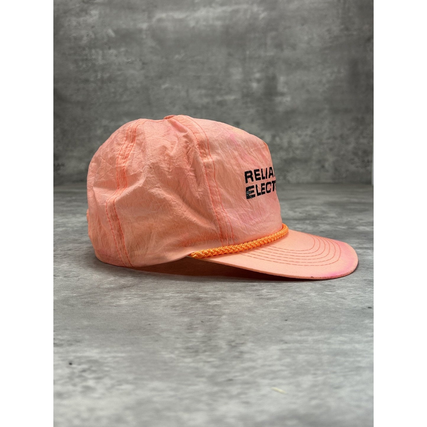 Vintage Reliance Electrical Graphic Spellout Snapback Hat OSFA Neon Orange