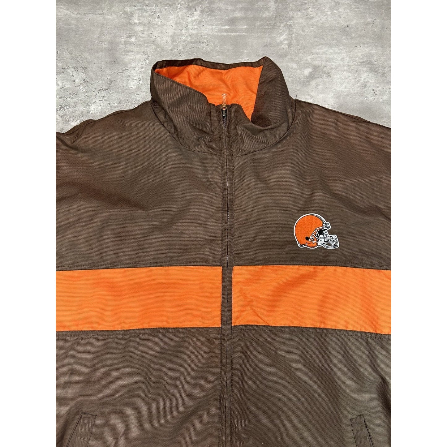 Vintage Cleveland Browns NFL Embroidered Logo Windbreaker Jacket Size XL