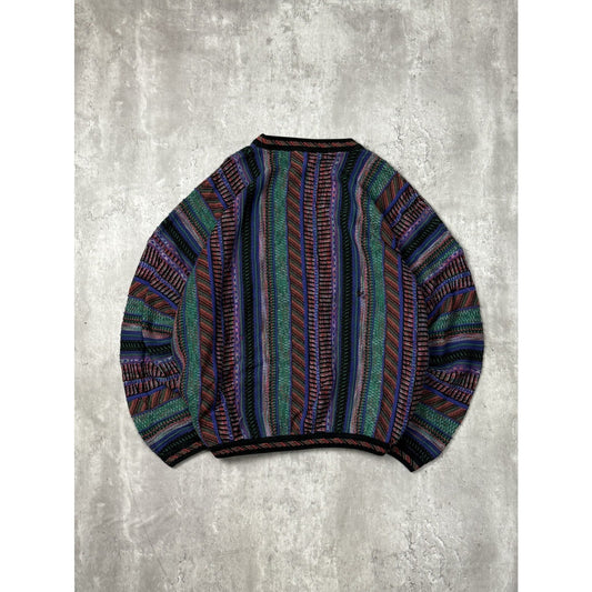 Vintage 90s Tundra Abstract 3D Print Pullover Ribbed Knit Sweater Size 4XL