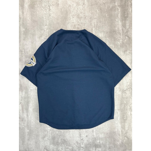 New York Yankees MLB Tailsweep Spellout Baseball Jersey Size XL Blue