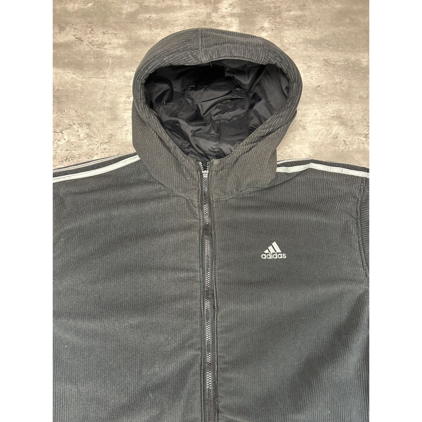 Vintage 90s Adidas Embroidered Logo Reversible Full Zip Hooded Jacket Size XL