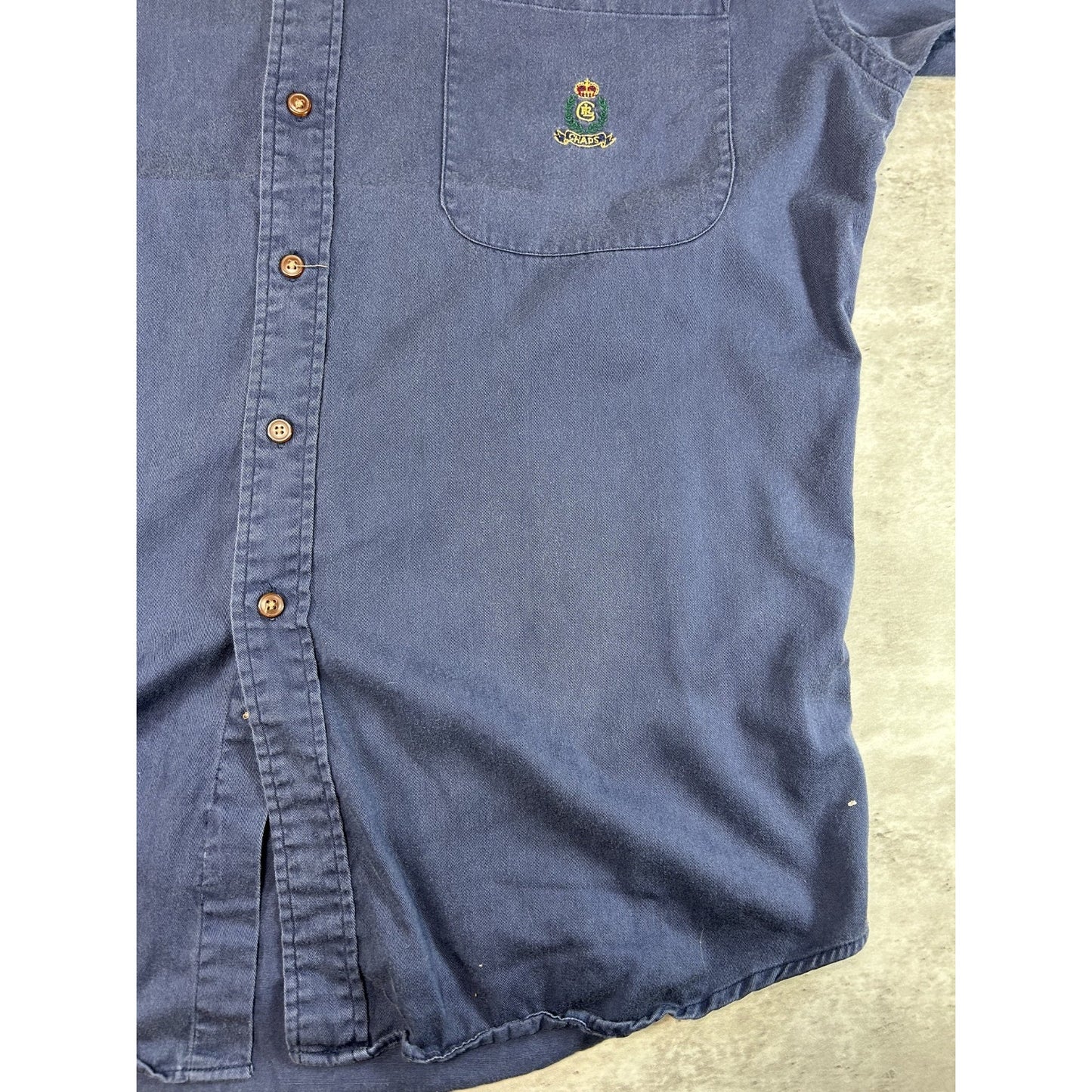 Vintage 90s Chaps Ralph Lauren Embroidered Crest Button Up Shirt Size Lrge