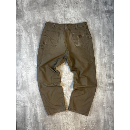 Carhartt Loose Fit Canvas Workwear Carpenter Pants Size 39 Brown