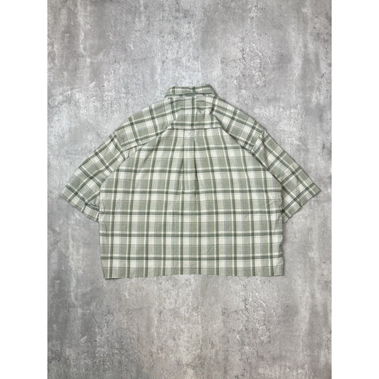 Vintage Woolrich Plaid Print Reworked Cropped Button Up Shirt Size Large
