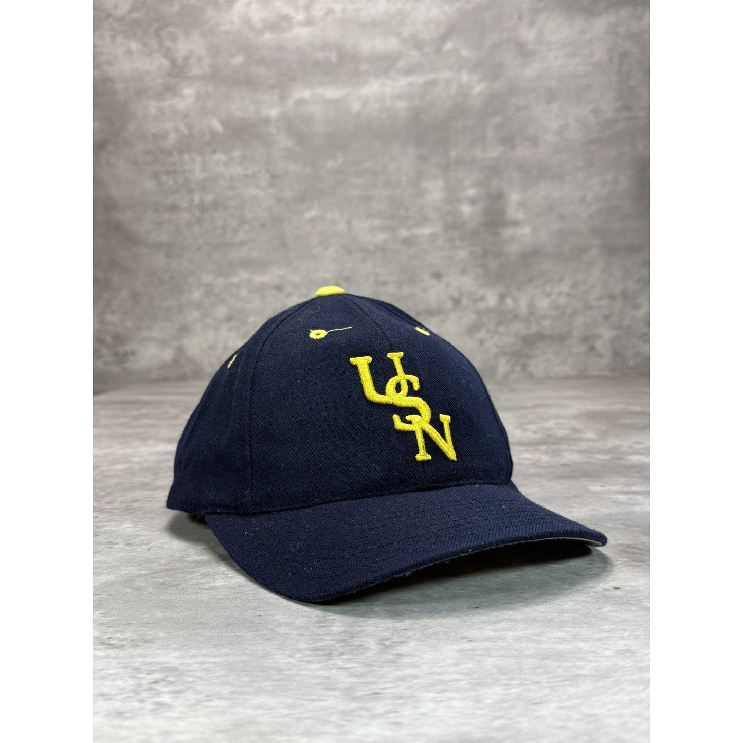 Vintage 90s United States Navy Embroidered Spellout Snapback Hat OSFA