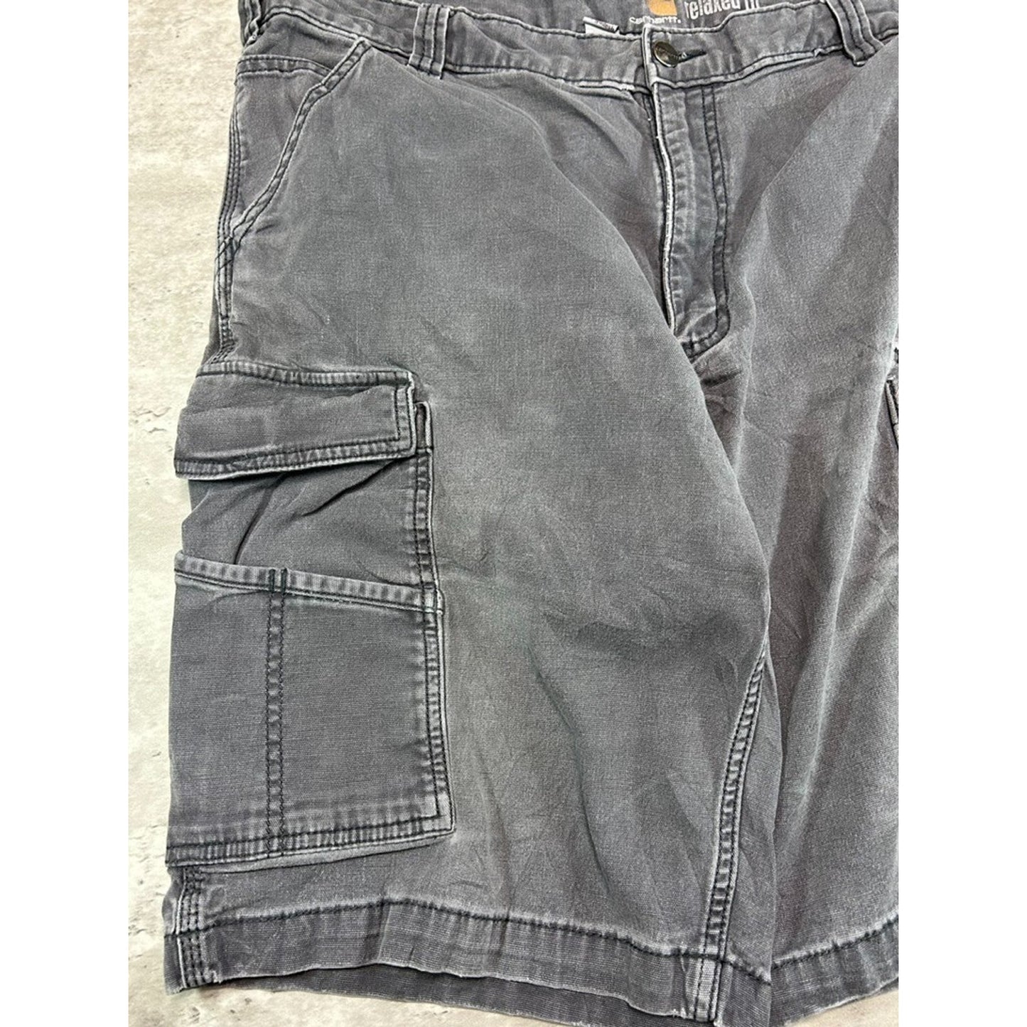 Carhartt Relaxed Fit Canvas Ripstop Workwear Cargo Shorts Size 37 Gray