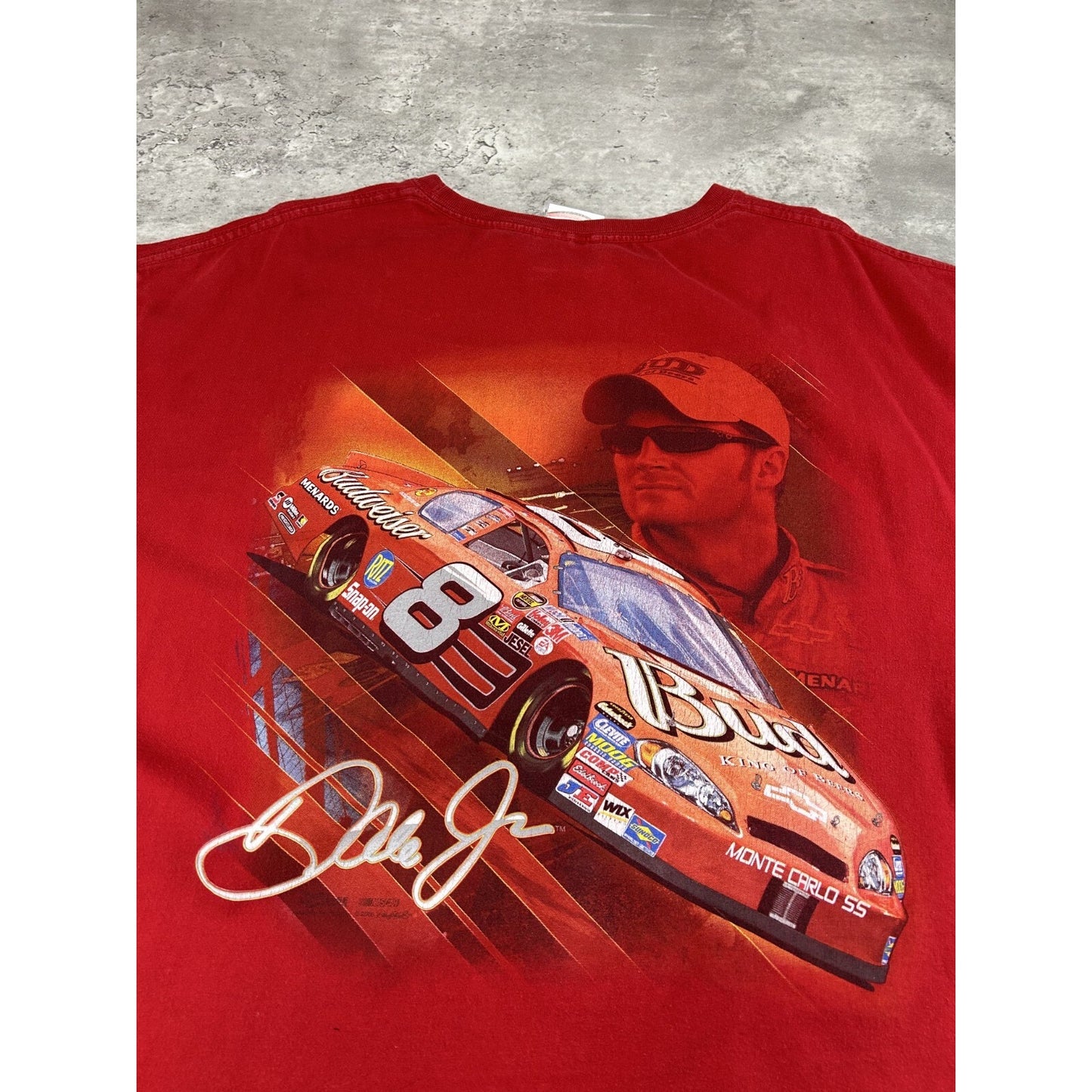 Vintage Dale Earnhardt Jr #8 Nascar Budweiser Spell Out T-Shirt Size XL Red