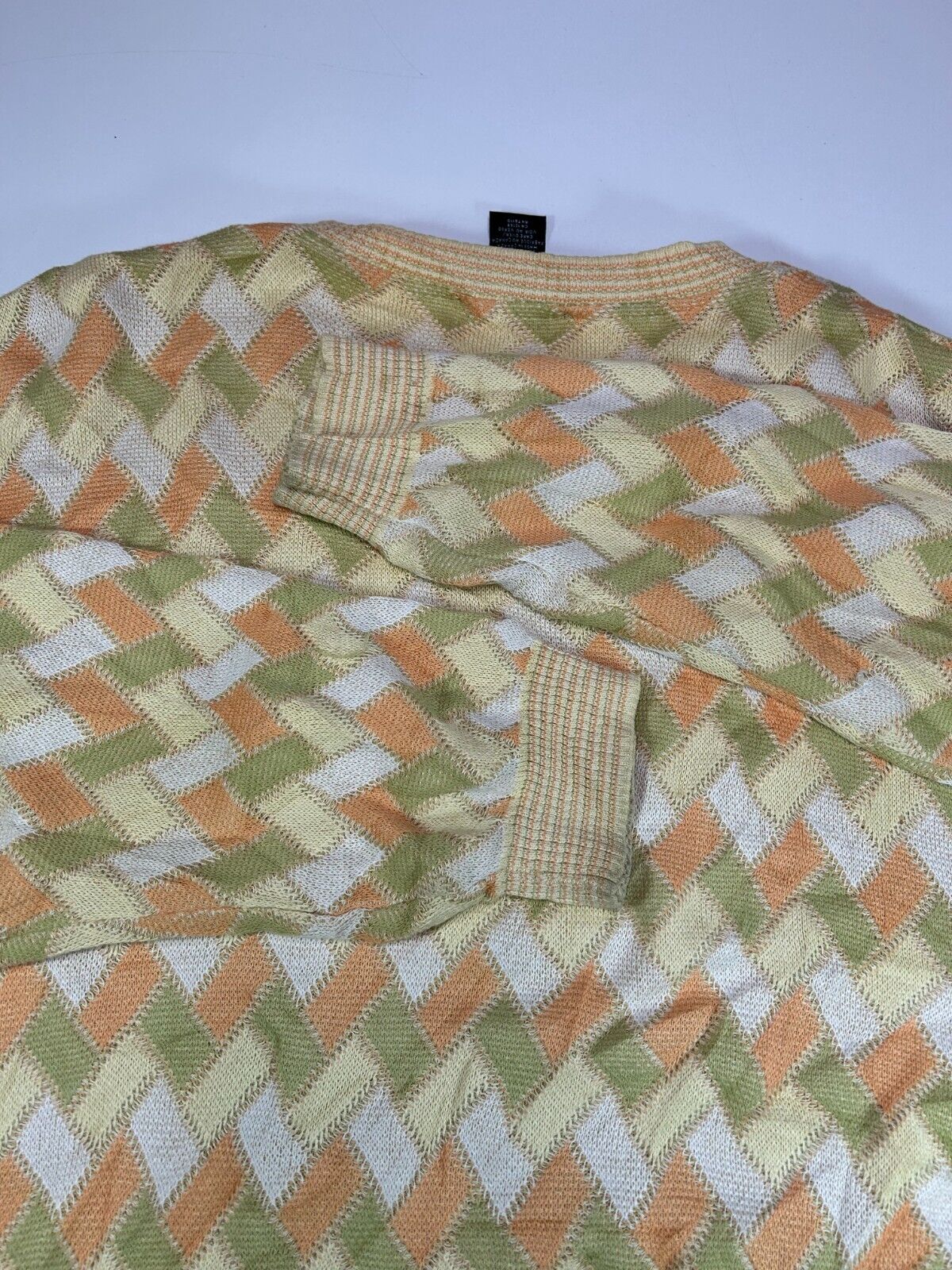 Vintage 90s Tosani Light Weight Pattern Print Pullover Knit Sweater Size Medium