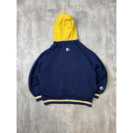 Vintage 90s Michigan Wolverines NCAA Starter Double Hood Sweatshirt Size Large
