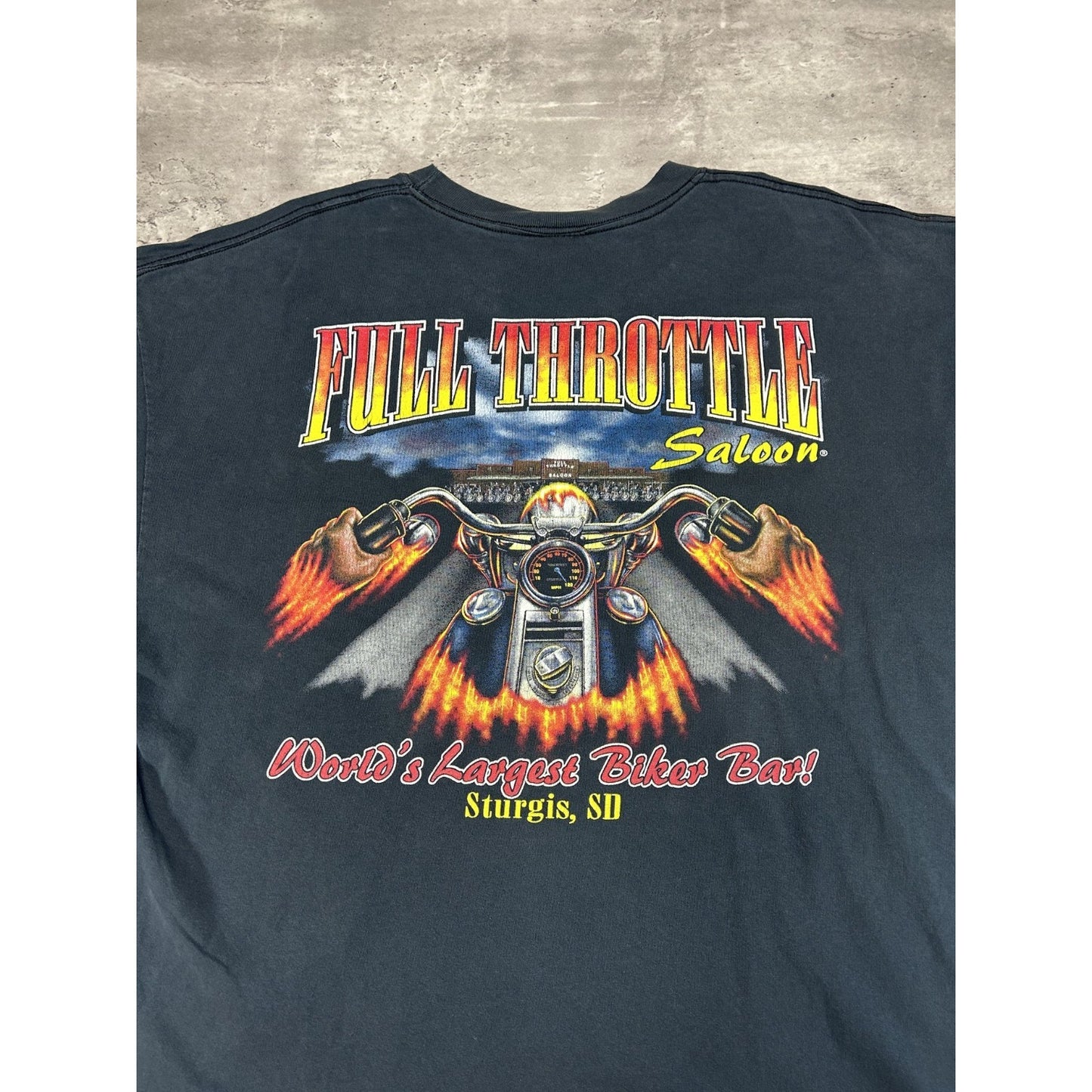Vintage Full Throttle Saloon Flame Long Sleeve Graphic T-Shirt Size 2XL