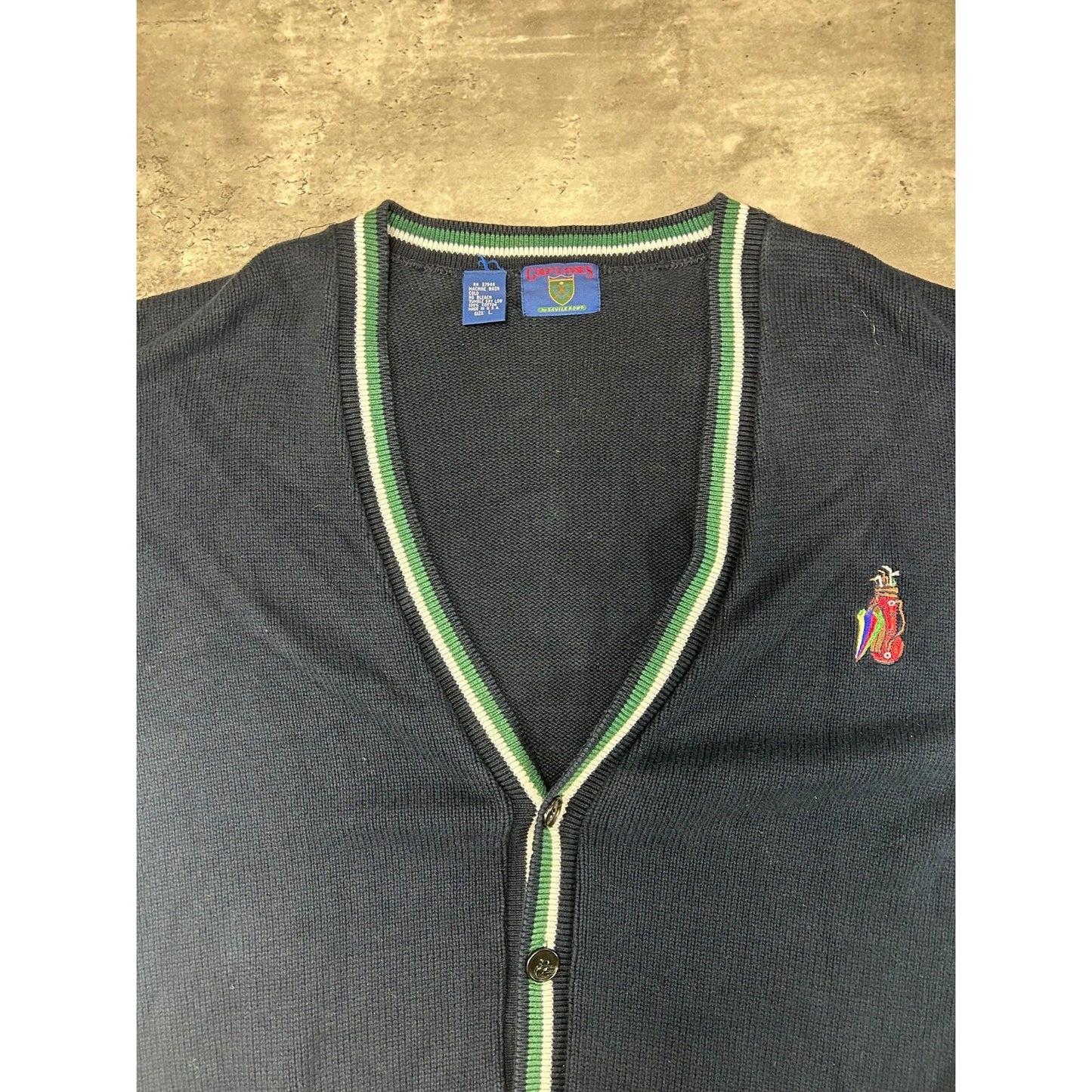 Vintage 90s Golf Classics Embroidered Cardigan Knit Sweater Size Large
