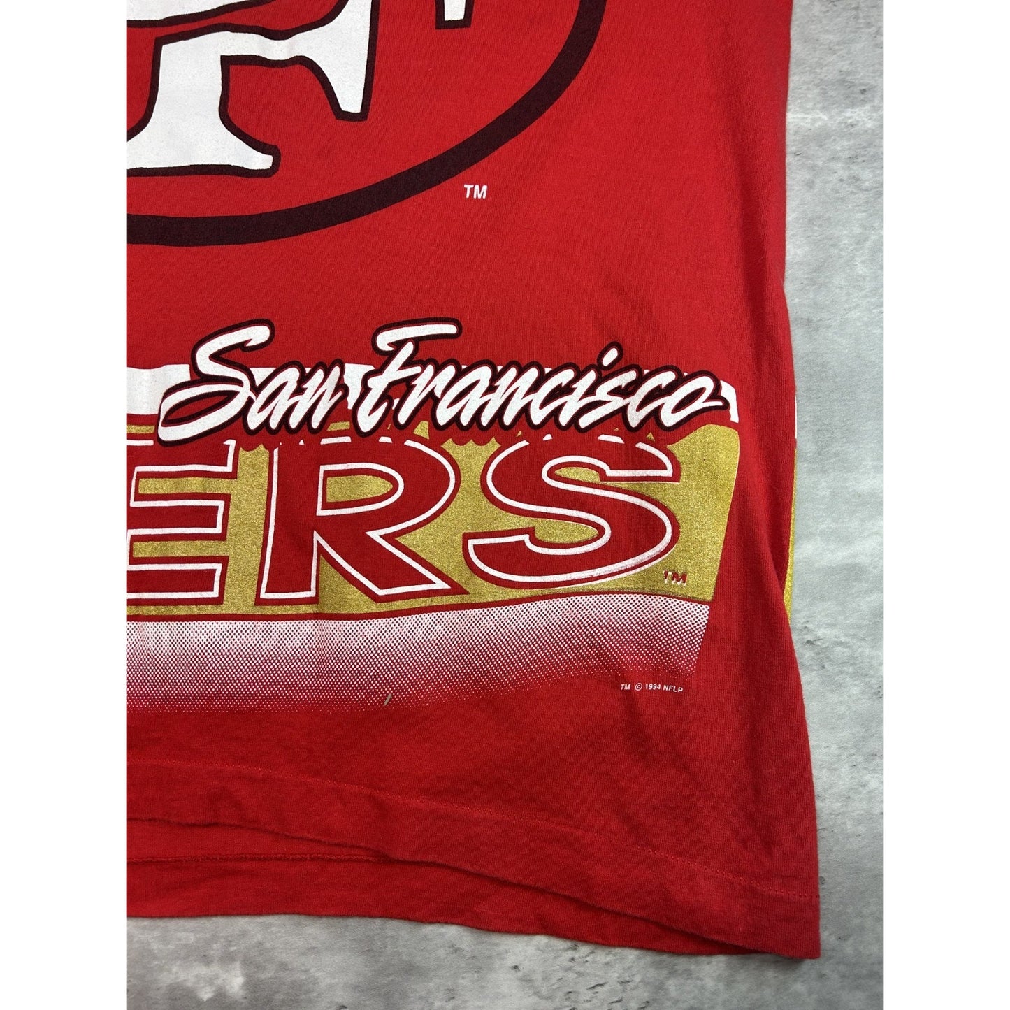 Vintage 1994 San Francisco 49ers NFL All OVer Print Football T-Shirt Size Large