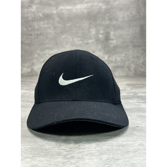 Vintage 90s Nike Embroidered Swoosh Fitted Hat 7 1/8 Black