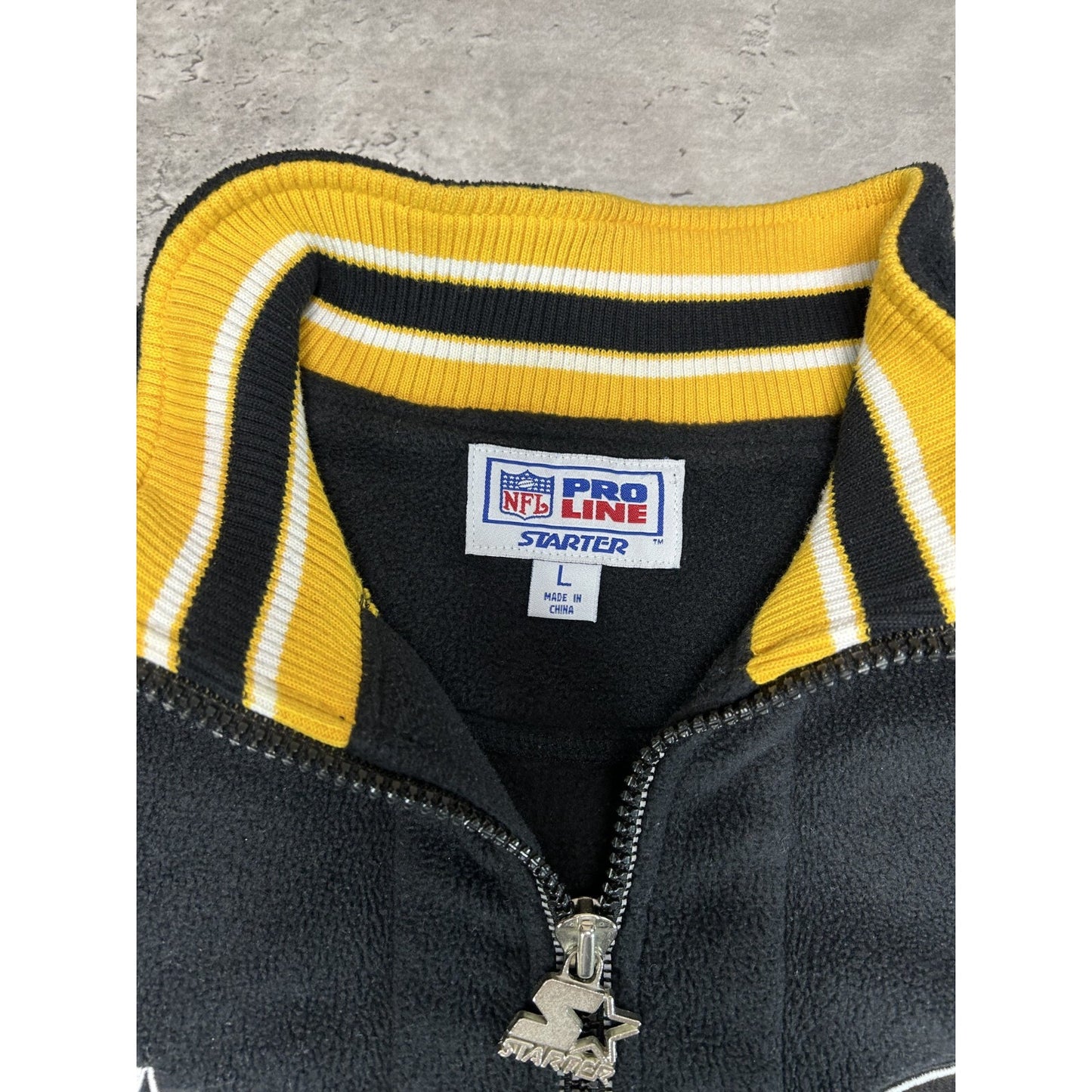 Vintage Pittsburgh Steelers NFL Fleece 1/2 Zip Starter Sweatshirt Size Large