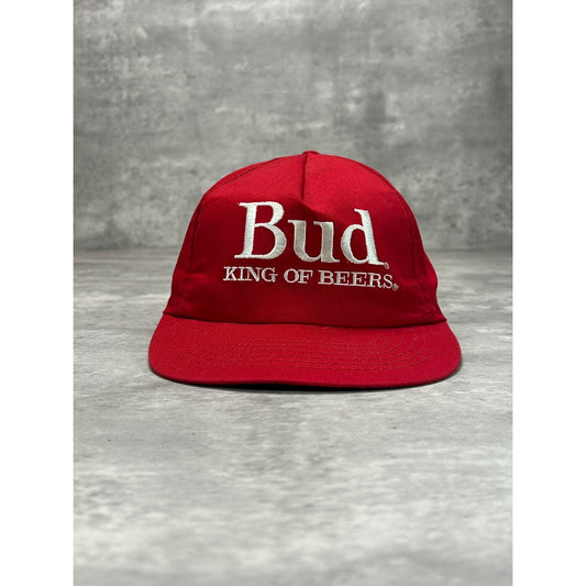 Vintage 80s Budweiser King Of Beers Embroidered Trucker Snapback Hat OSFA