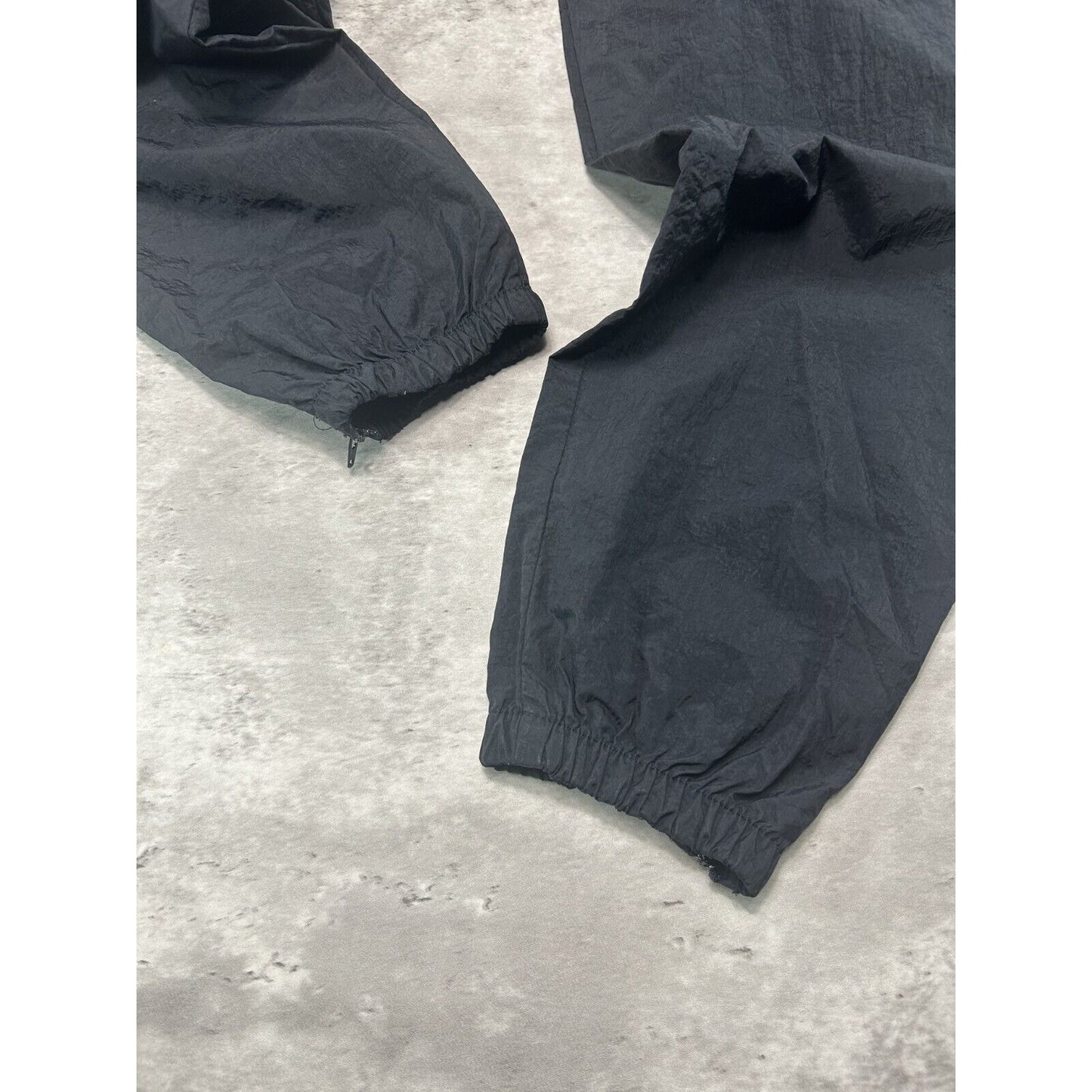 Vintage 90s Nike Tonal Embroidered Swoosh Nylon Track Pants Size Large Black