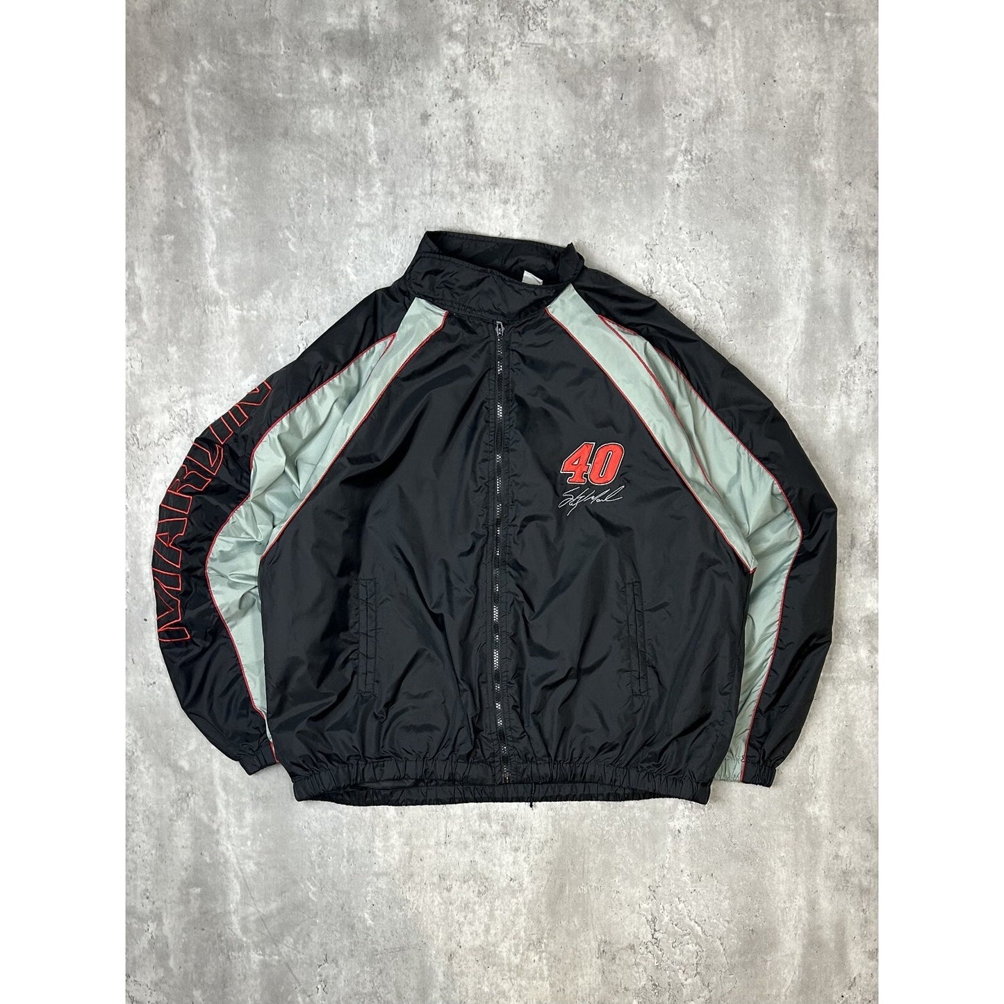 Vintage Sterling Marlin #40 Nascar Embroidered Sleeve Spell Out Jacket Size 2XL