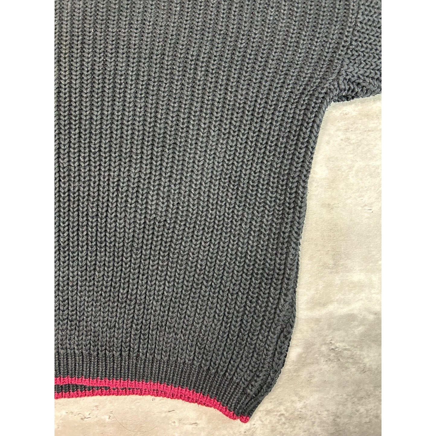 Vintage 90s Striped Sleeve Pullover Ribbed Knit Sweater Size Medium