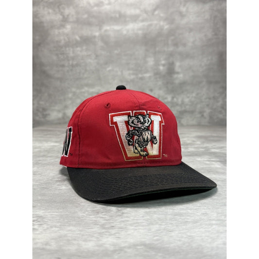 VTG 90s Wisconsin Badgers NCAA Sports Specialties Back Script Snapback Hat OSFA