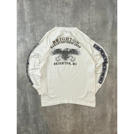 Vintage Harley Davidson Motorcycles Spellout Long Sleeve Graphic T-Shirt Medium