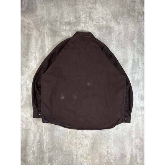 Vintage Carhartt Plaid Lined Canvas Workwear Long Sleeve Button Up Shirt Size XXL