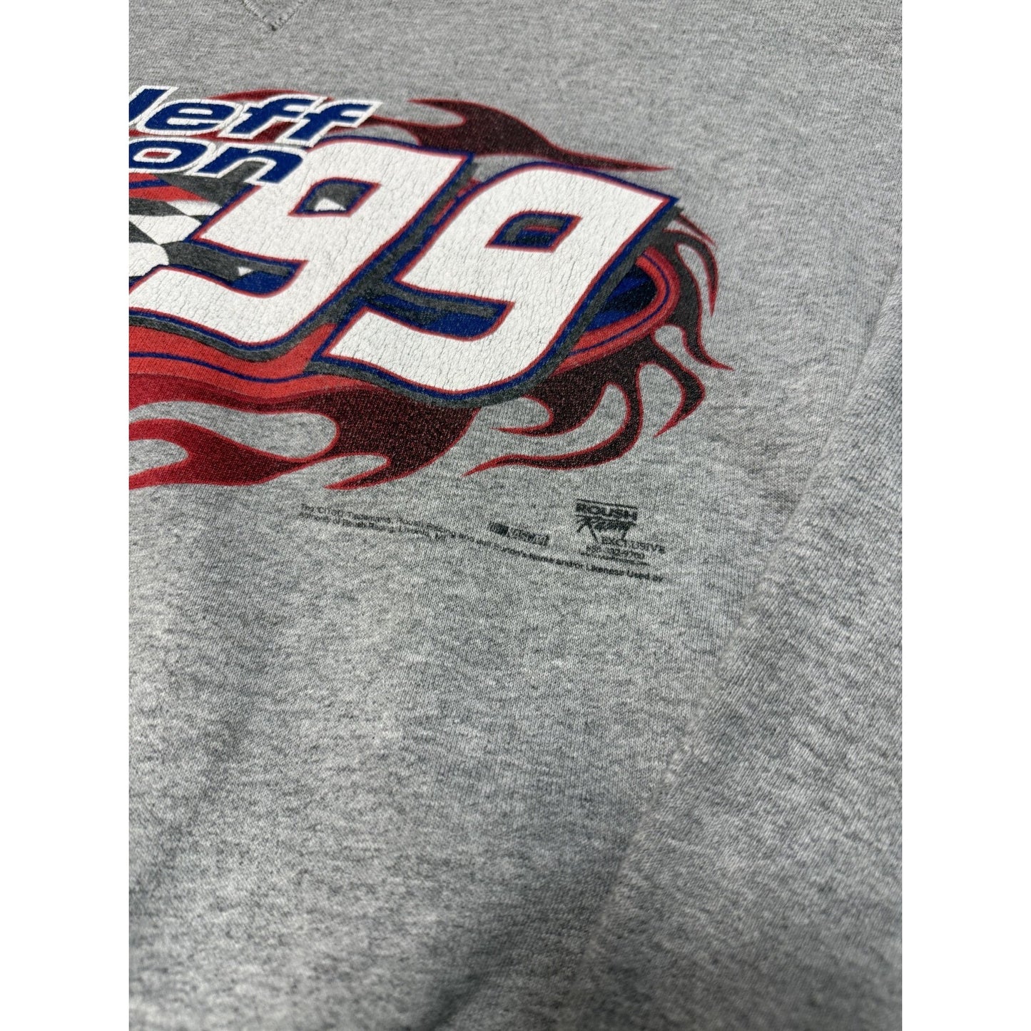 Vintage Jeff Burton #99 NASCAR Checkered Flag Graphic Sweatshirt Size XL Gray