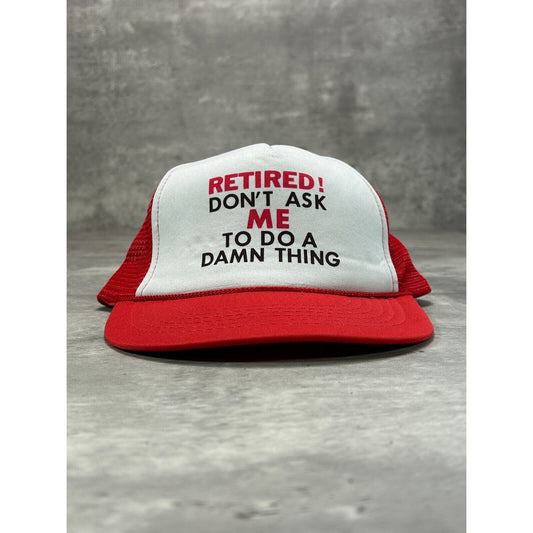 Vintage 80s/90s Retired Comedy Slogan Two Tone Trucker Snapback Hat OSFA