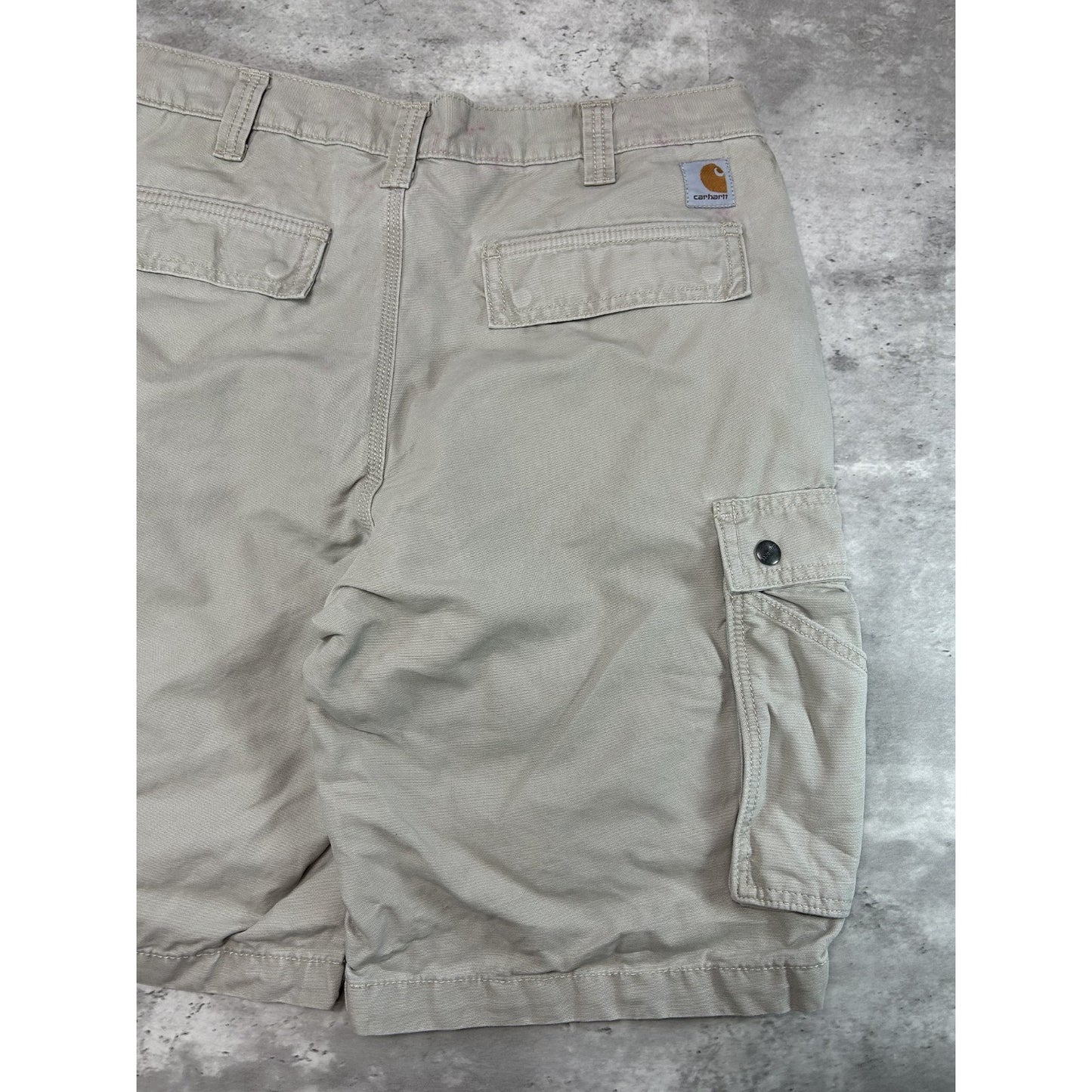 Carhartt Relaxed Fit Canvas Workwear Cargo Shorts Size 33 Beige