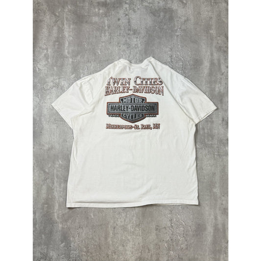 Harley Davidson Motorcycles Graphic Spellout Logo T-Shirt Size 2XL White