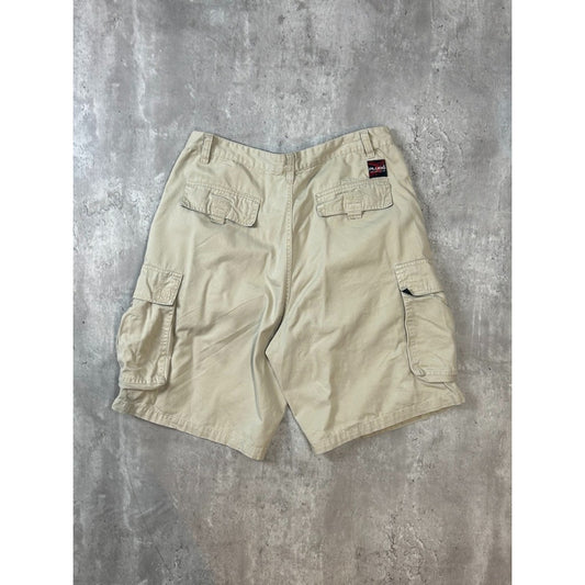 Vintage Y2K Plugg Skate Style Multi Pocket Cargo Shorts Size 36 Beige