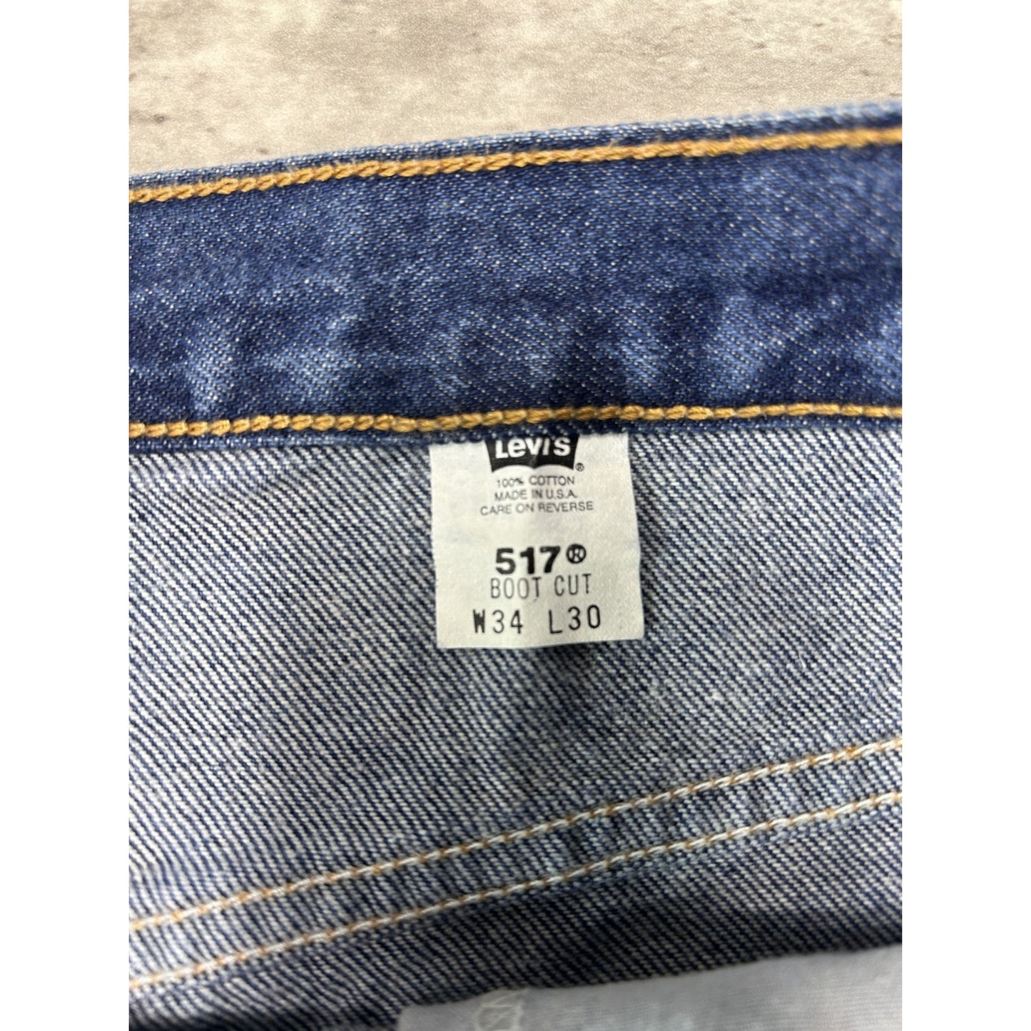 Vintage 90s Levis 517 Boot Cut Dark Wash Denim Pants Size 33 Blue
