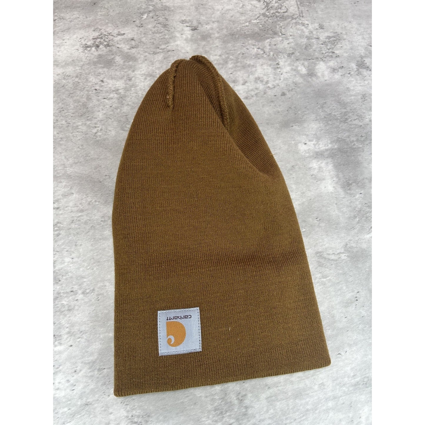 Vintage Carhartt Workwear Embroidered Patch Beanie Hat OSFA Brown