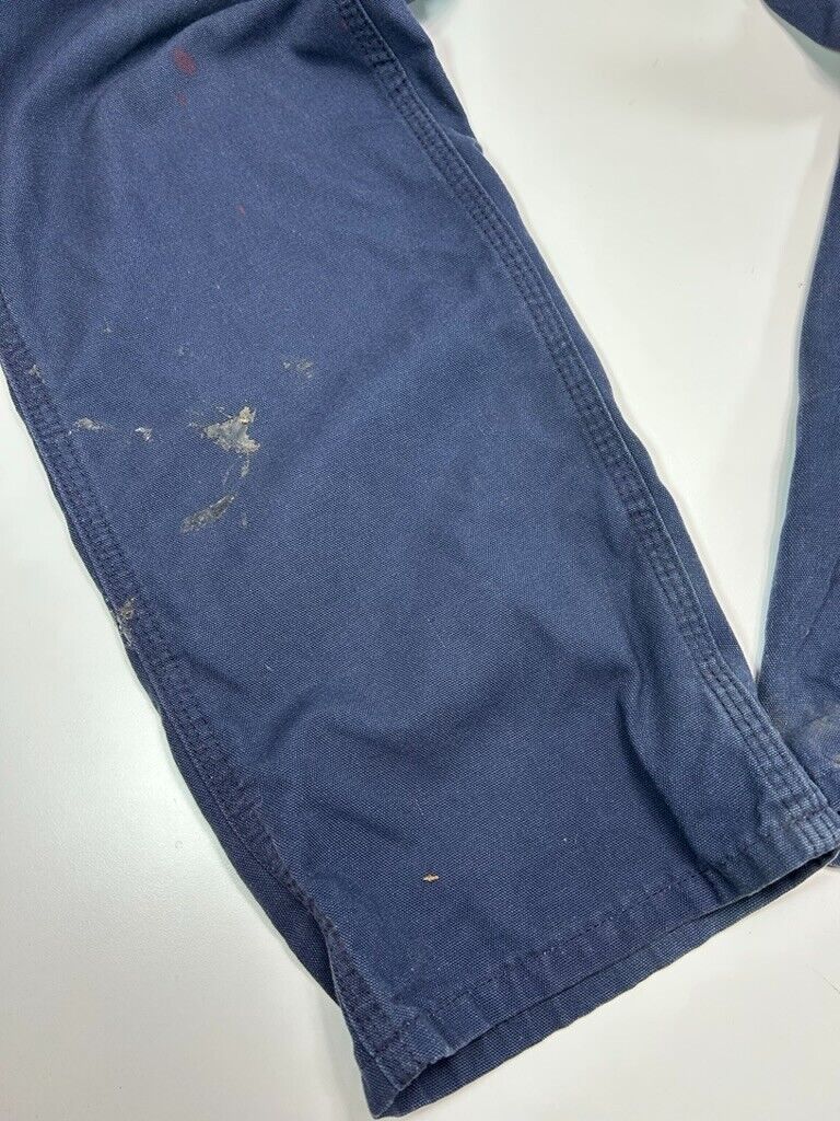 Vintage Carhartt Dungaree Fit Canvas Work Wear Carpenter Pants Size 35W Blue