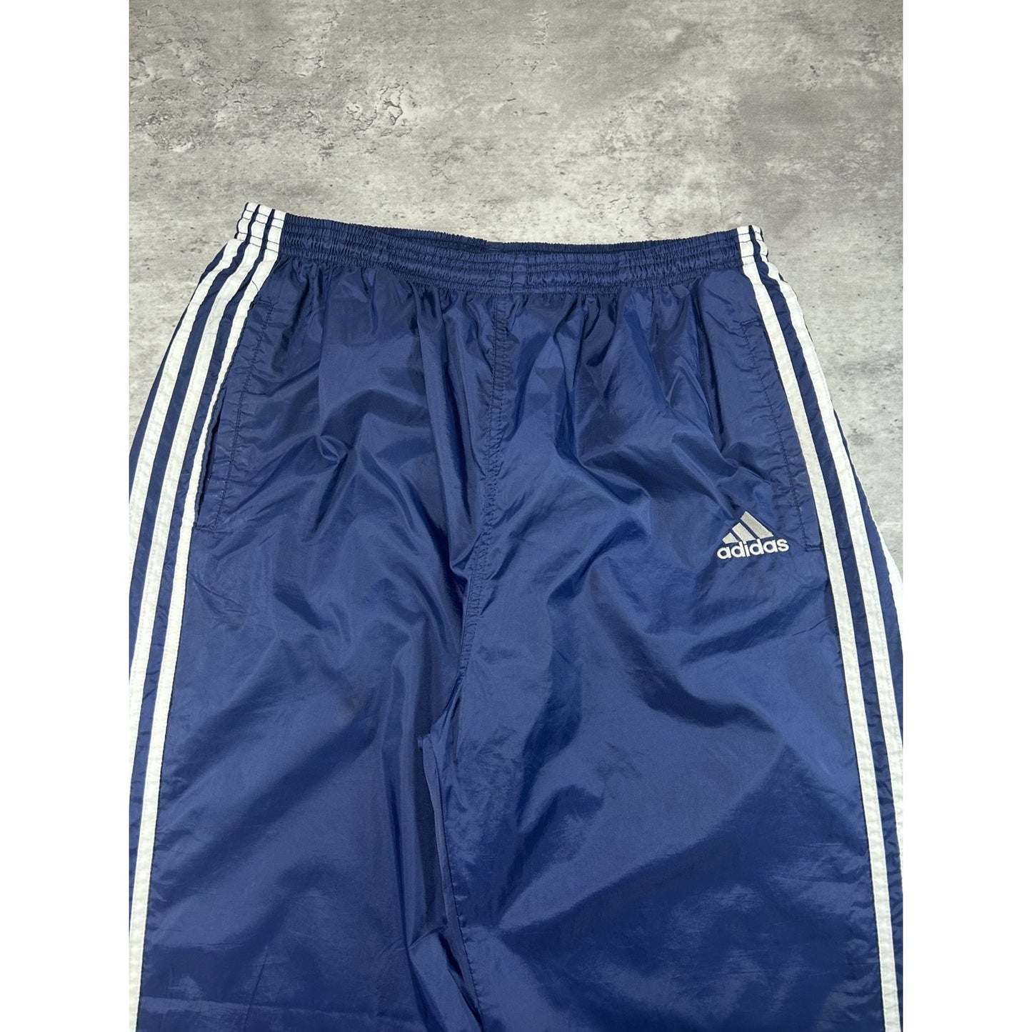 Vintage 90s Adidas Embroidered Logo Three Stripe Nylon Track Pants Size XL