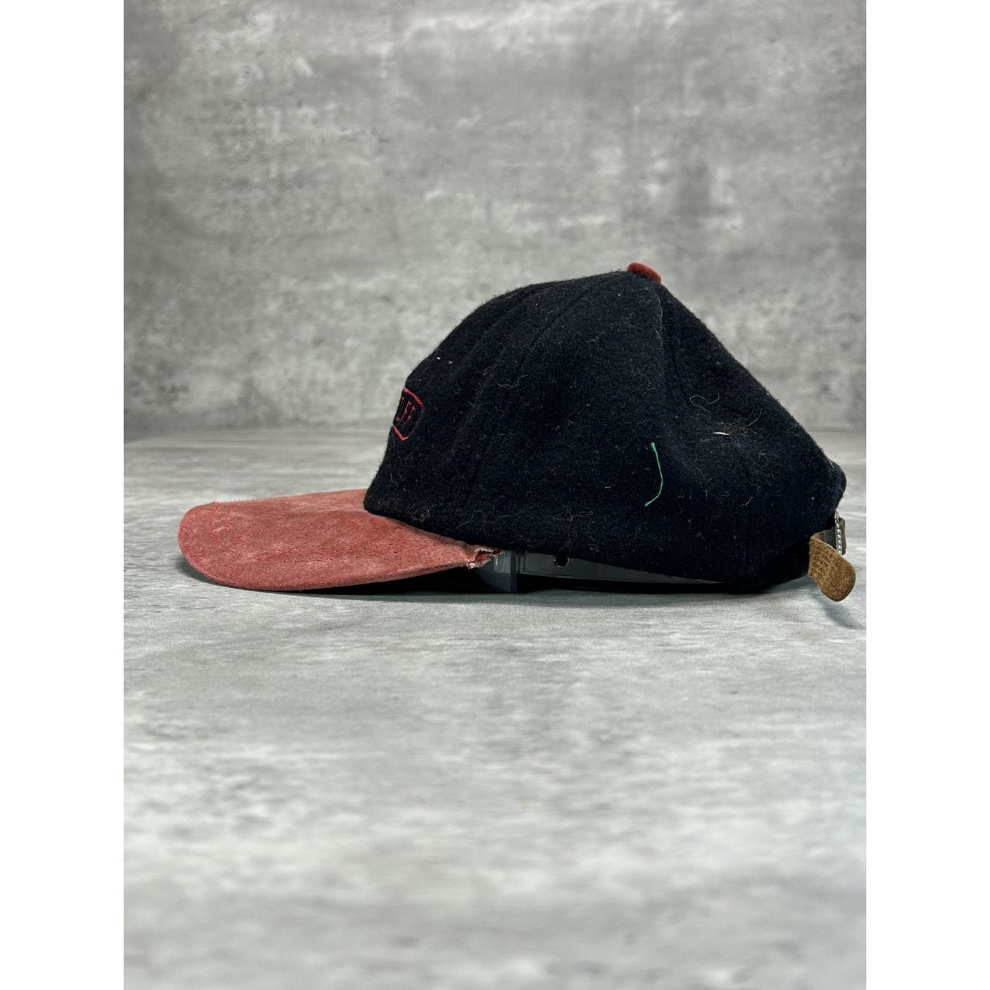 Vintage 90s Smirnoff Vodka Embroidered Spellout Strapback Hat OSFA Black
