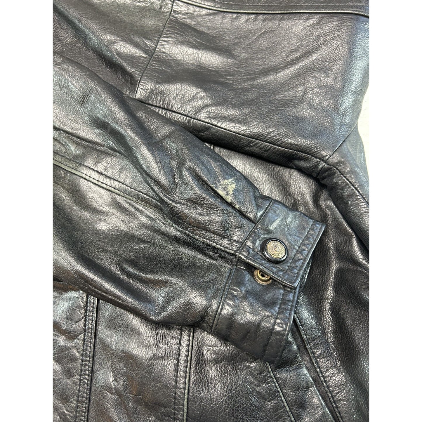 Vintage 90s Danier Full Zip Leather Bomber Jacket Size Small Black