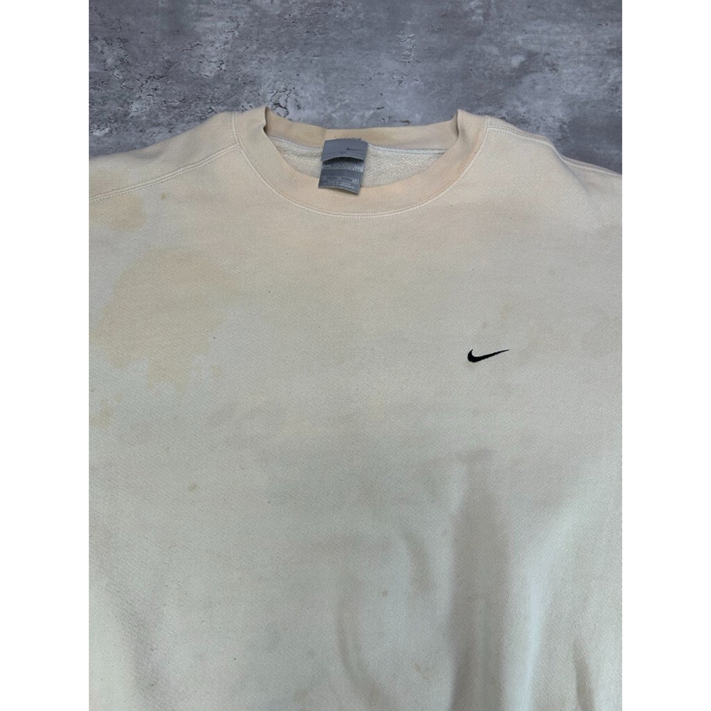 Vintage 2000s Nike Embroidered Mini Swoosh Earth Tone Sweatshirt Size XL Beige