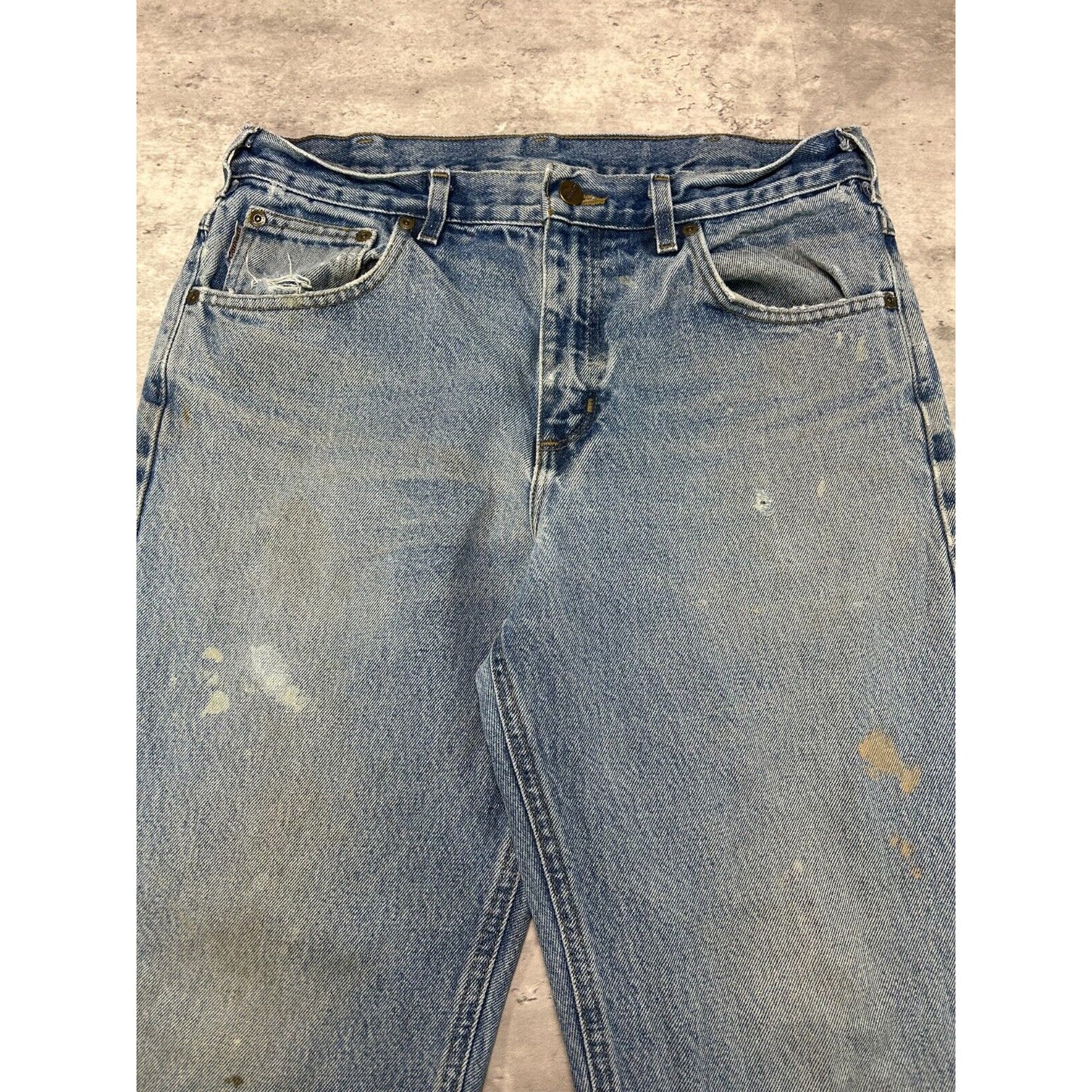 Vintage Carhartt Traditional Fit Light Wash Workwear Denim Pants Size 33 Blue