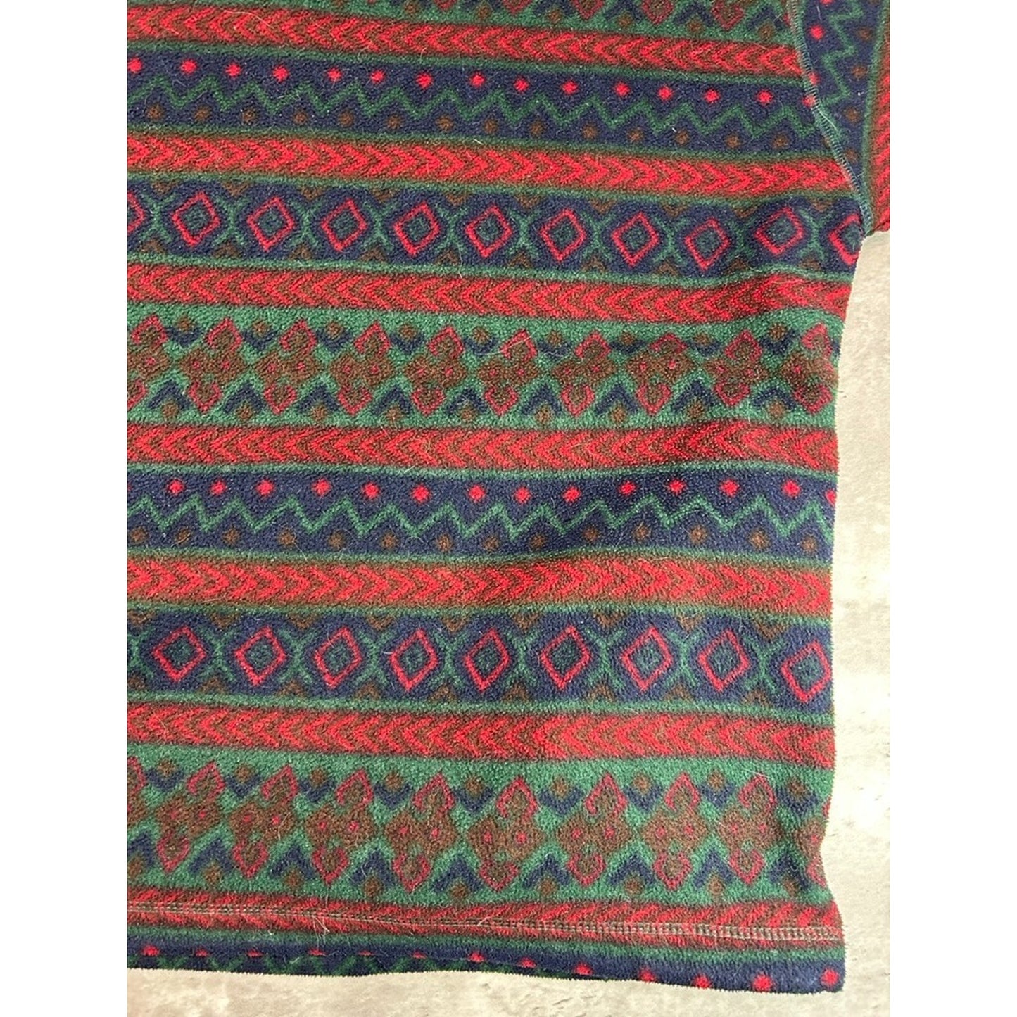 Vintage 90s Van Heusen Abstract Striped 3/4 Button Fleece Sweatshirt Size Large
