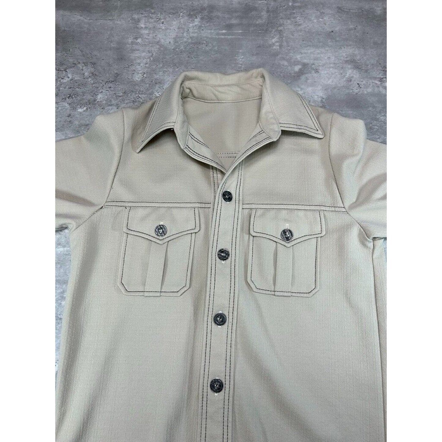 Vintage 1970s Cal Jac Button Up Jacket Contrast Stitch Jacket Size Medium
