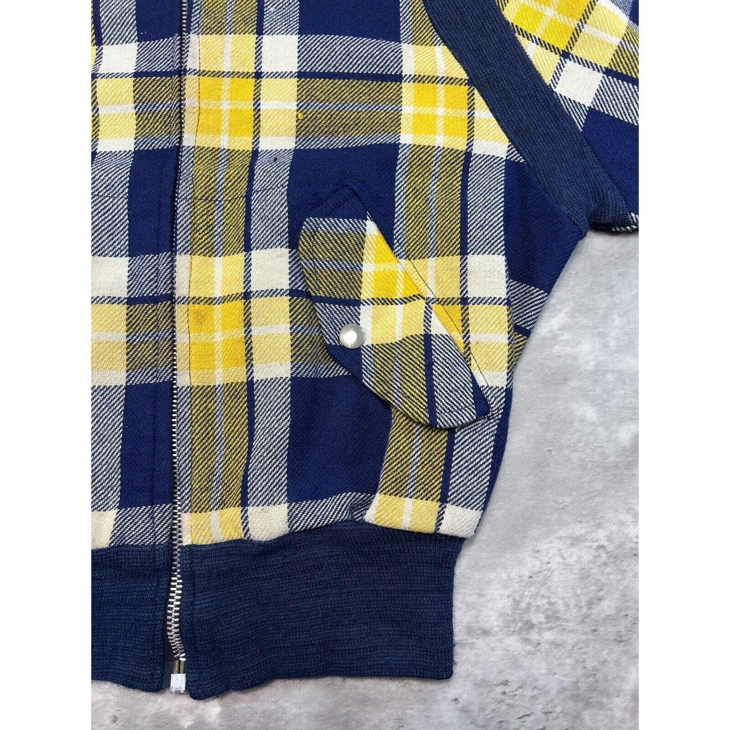 1960s Plaid Print Checkered Full Zip Bomber Jacket Size Small