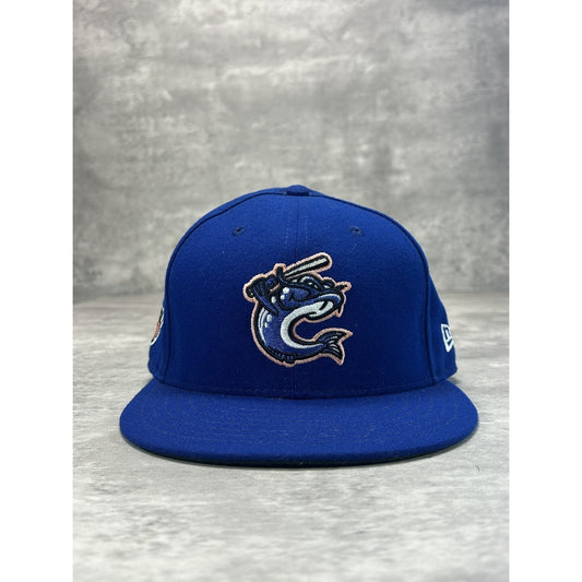 Columbus Catfish MiLB Embroidered Logo Baseball Fitted Hat 7 1/2 Blue
