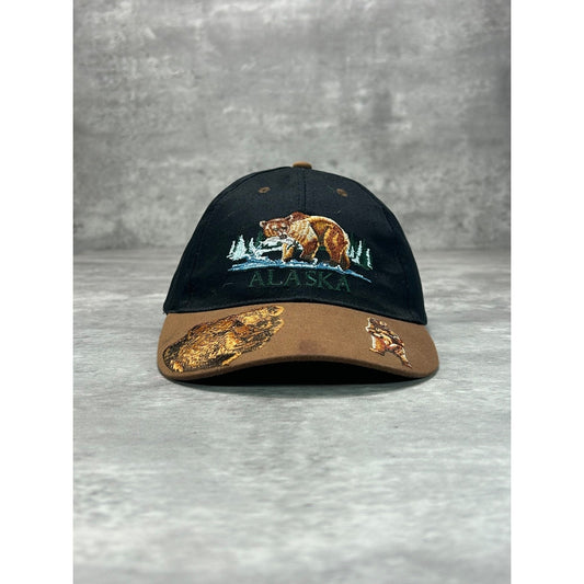 Vintage 90s Alaska Embroidered Bear Graphic Destination Strapback Hat OSFA
