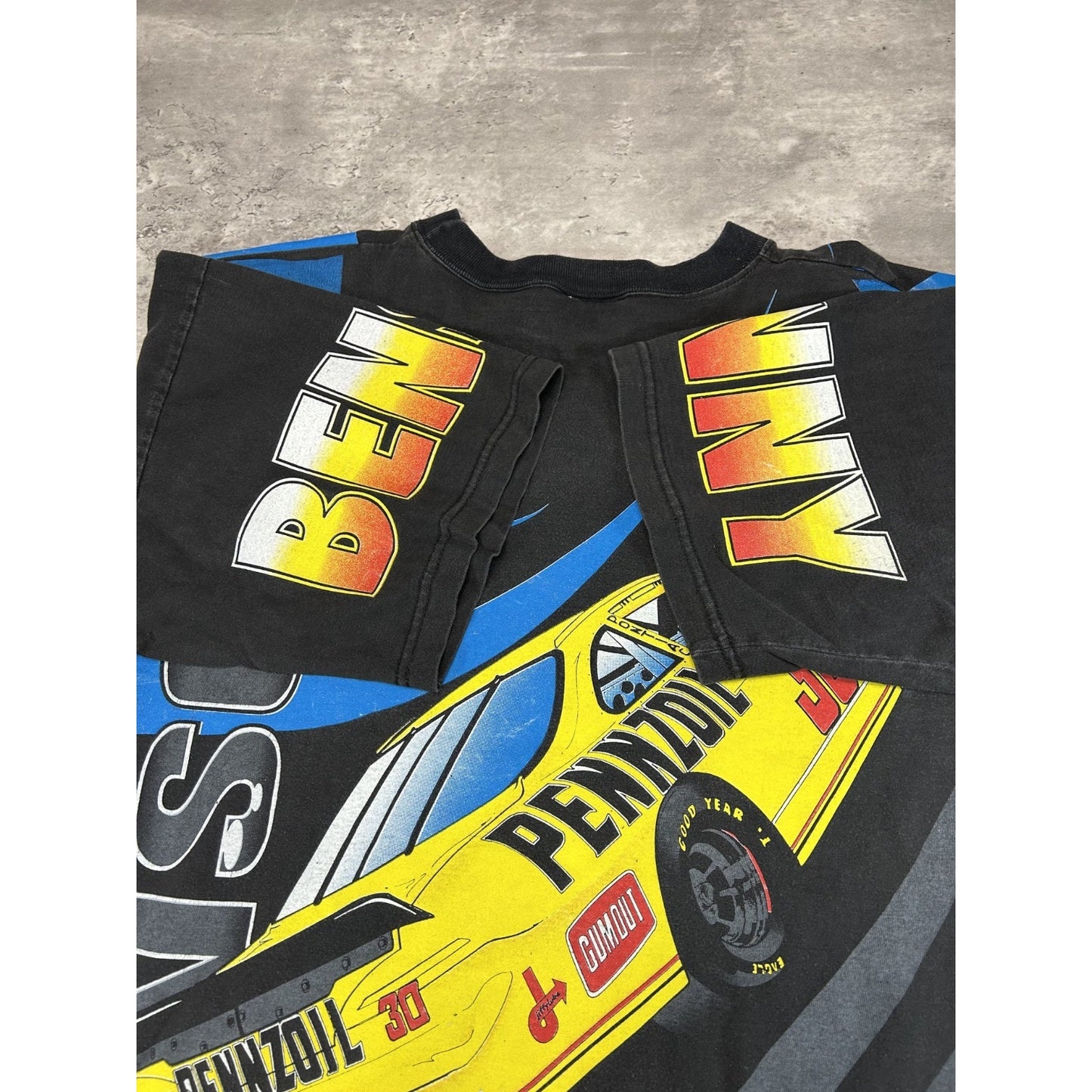VTG 90s Johnny Benson #30 Pennzoil Racing Nascar All Over Print T-Shirt Size XL