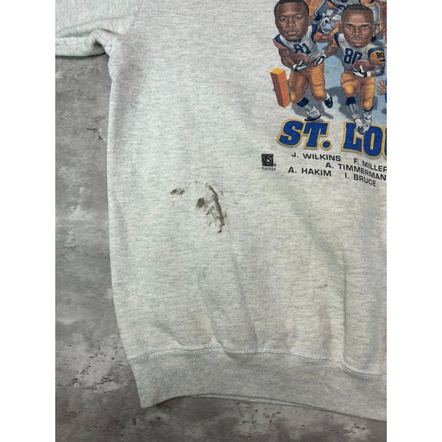 Vintage 2000 St Louis Rams NFL Super Bowl Champs Caricature Sweatshirt Size XL