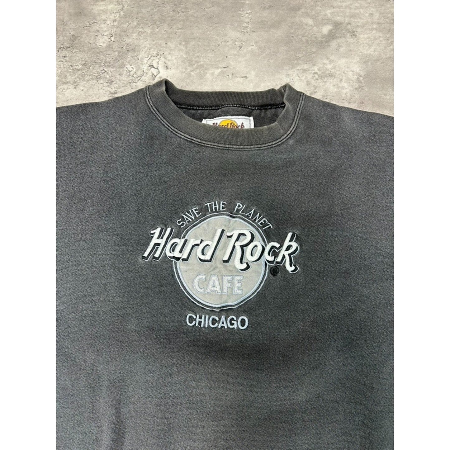 Vintage 90s Hard Rock Cafe Chicago Embroidered Destination Sweatshirt Size Large