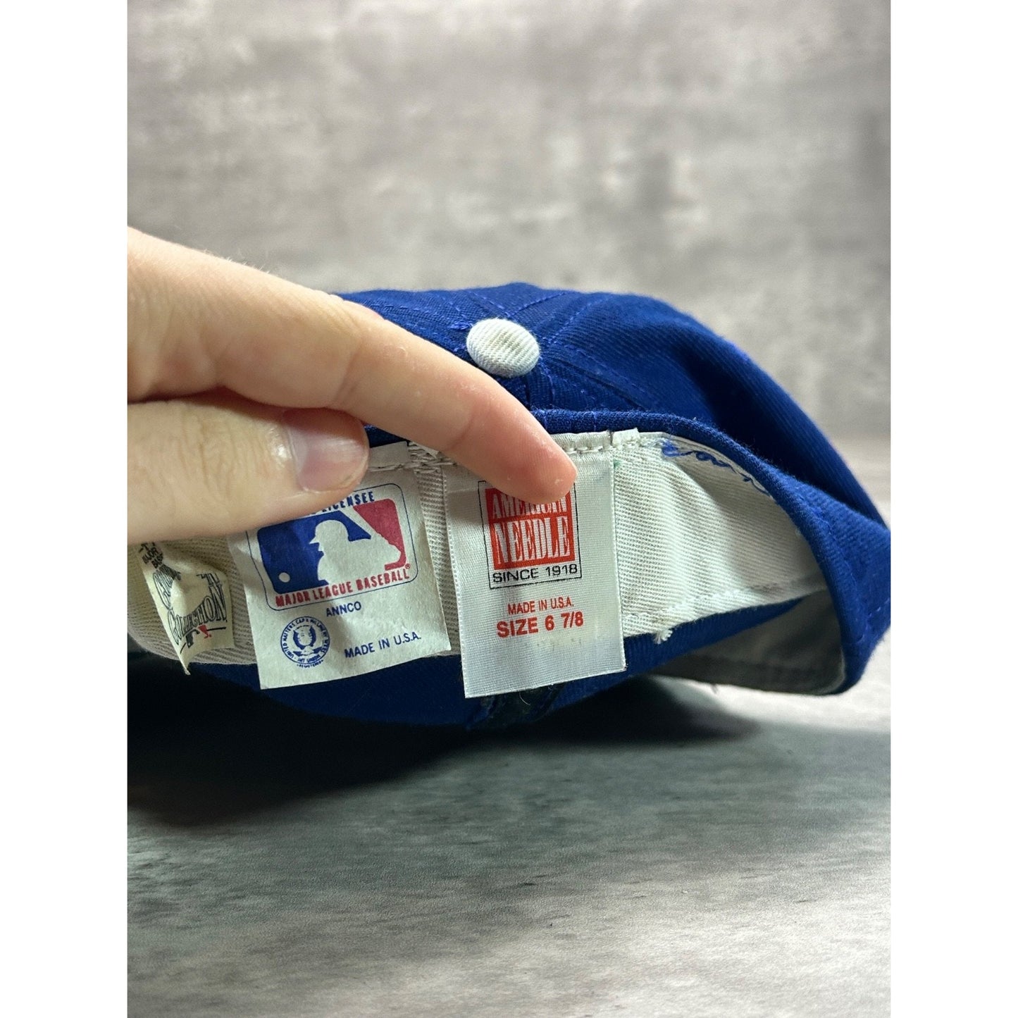 Vintage 90s Brooklyn Dodgers MLB Embroidered Logo Fitted Hat Size 6 7/8