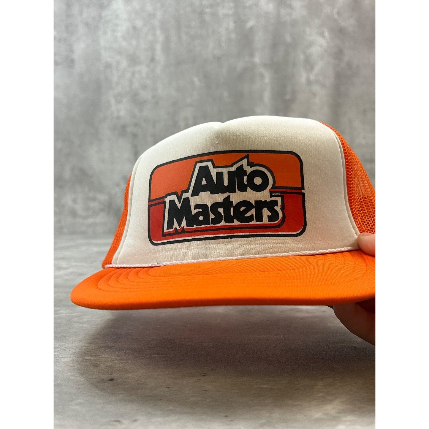 Vintage 80s Auto Masters Graphic Spellout Trucker Snapback Hat OSFA